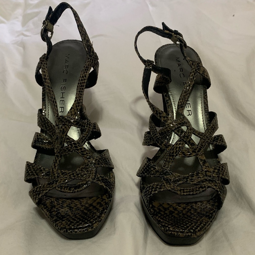 Strappy Snakeskin Marc Fisher Sandals!